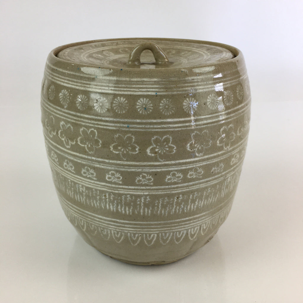 Japanese Tea Ceremony Ceramic Lidded Water Pot Mizusashi Vtg Pottery MS50