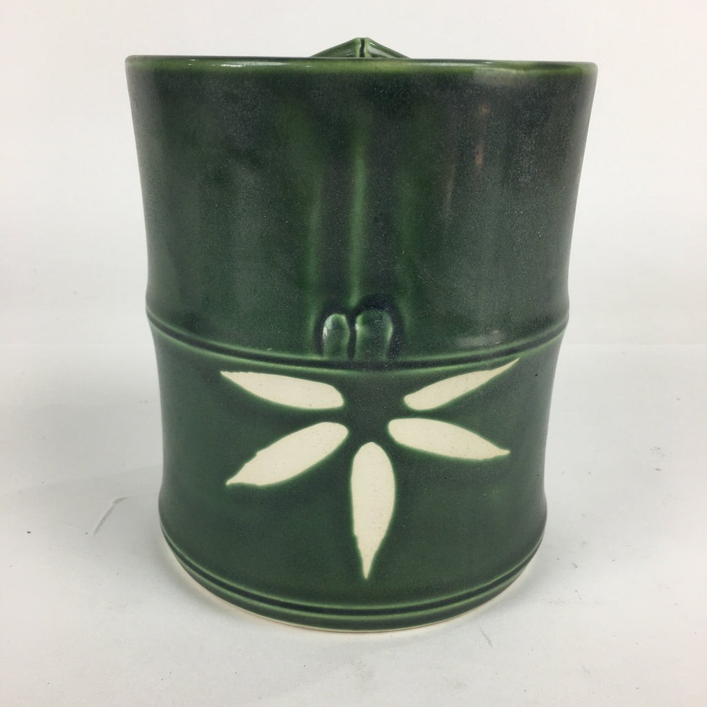 Japanese Tea Ceremony Porcelain Lidded Water Pot Mizusashi Vtg Pottery Green MS4
