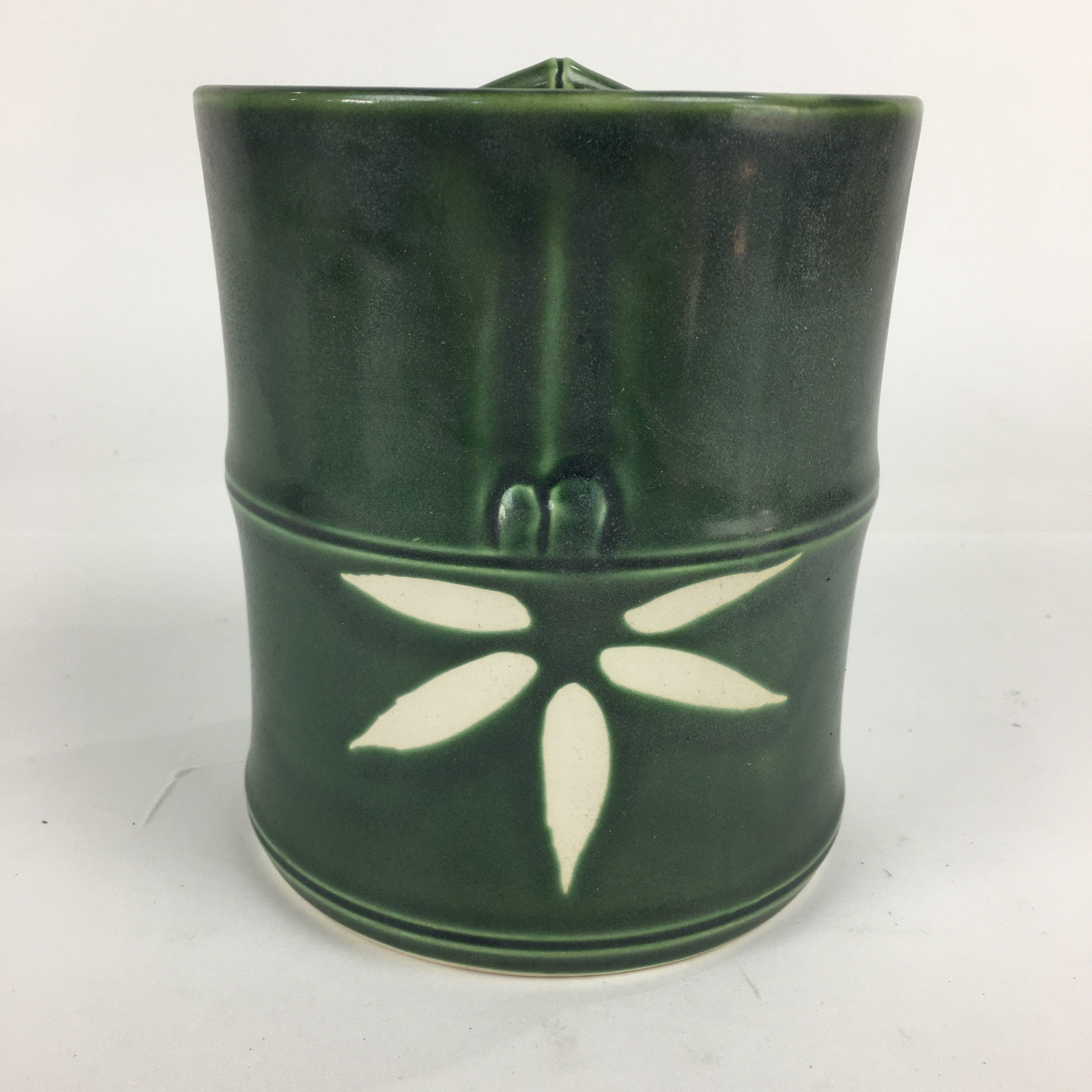 Japanese Tea Ceremony Porcelain Lidded Water Pot Mizusashi Vtg Pottery Green MS4