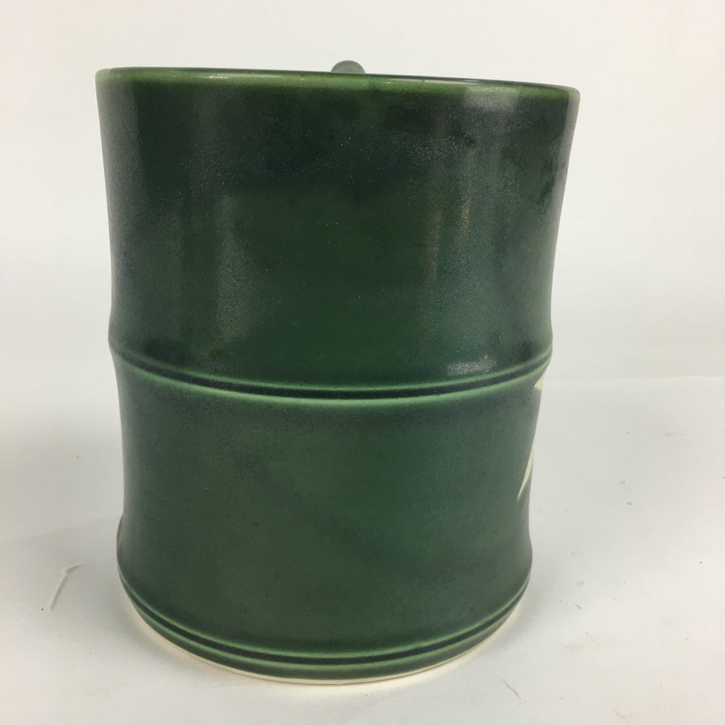 Japanese Tea Ceremony Porcelain Lidded Water Pot Mizusashi Vtg Pottery Green MS4