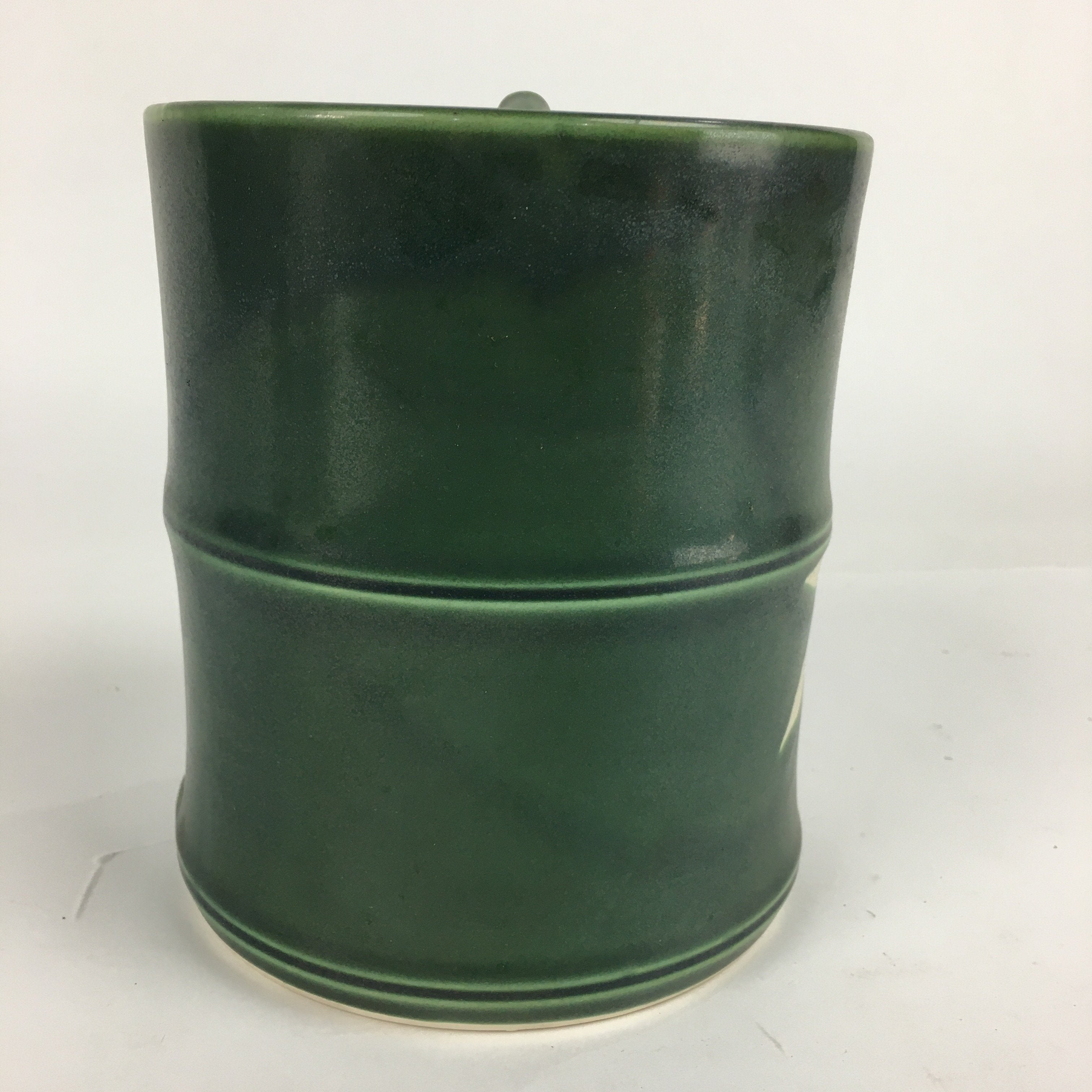 Japanese Tea Ceremony Porcelain Lidded Water Pot Mizusashi Vtg Pottery Green MS4