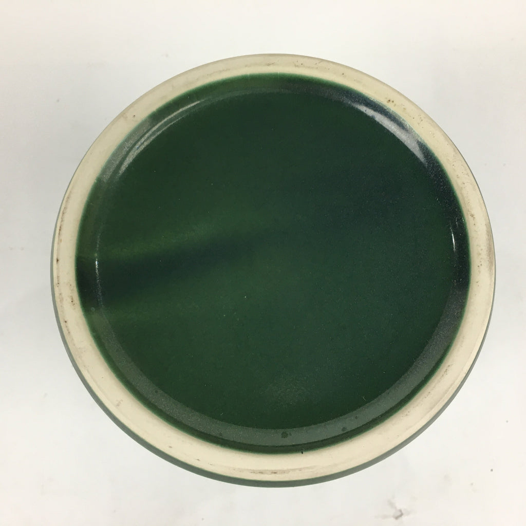 Japanese Tea Ceremony Porcelain Lidded Water Pot Mizusashi Vtg Pottery Green MS4