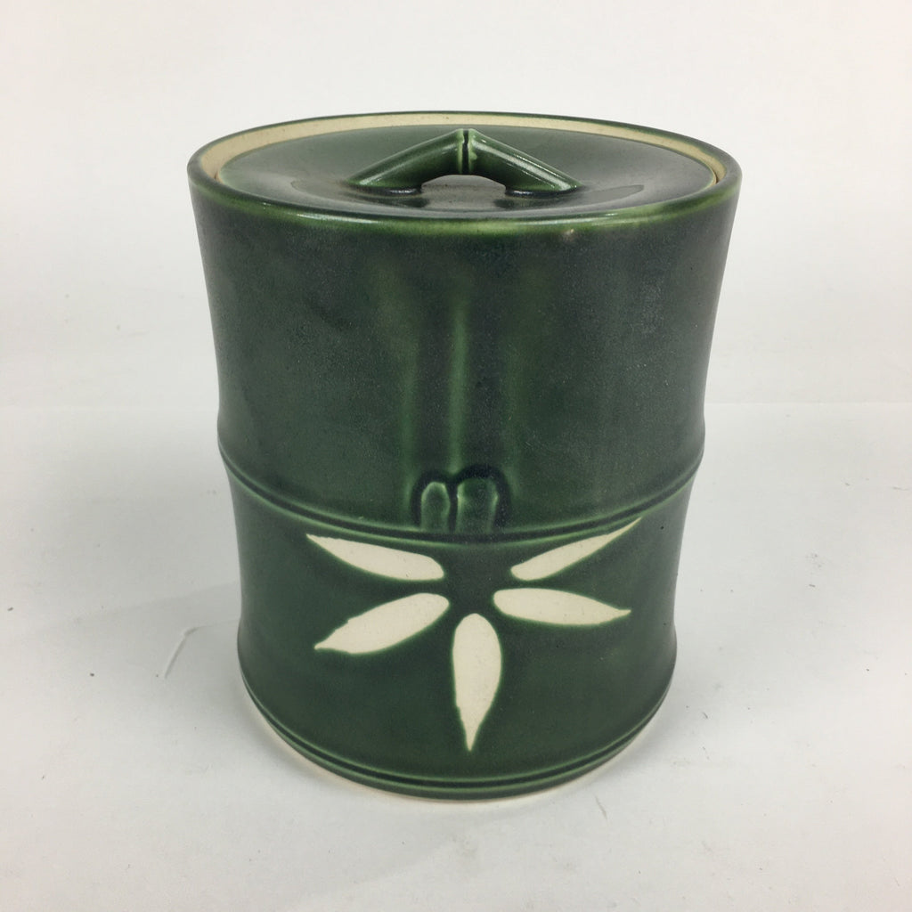 Japanese Tea Ceremony Porcelain Lidded Water Pot Mizusashi Vtg Pottery Green MS4