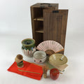 Japanese Tea Ceremony Set Chabako Wooden Box Vtg Pottery Chawan PX658