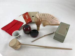 Japanese Tea Ceremony Set Chabako Wooden Box Vtg Pottery Chawan PX659
