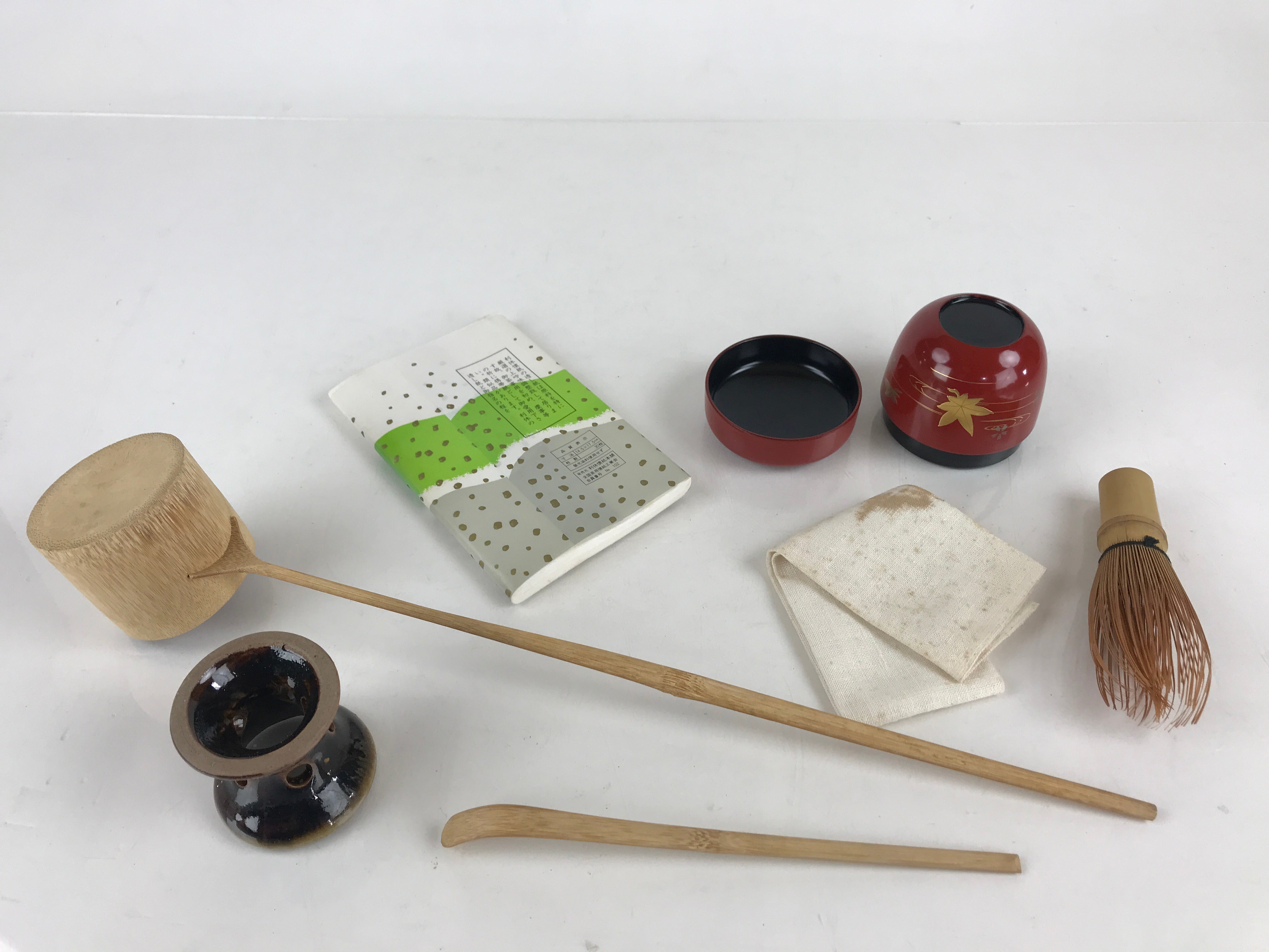 Japanese Tea Ceremony Set Chabako Wooden Box Vtg Pottery Chawan Sado PX680