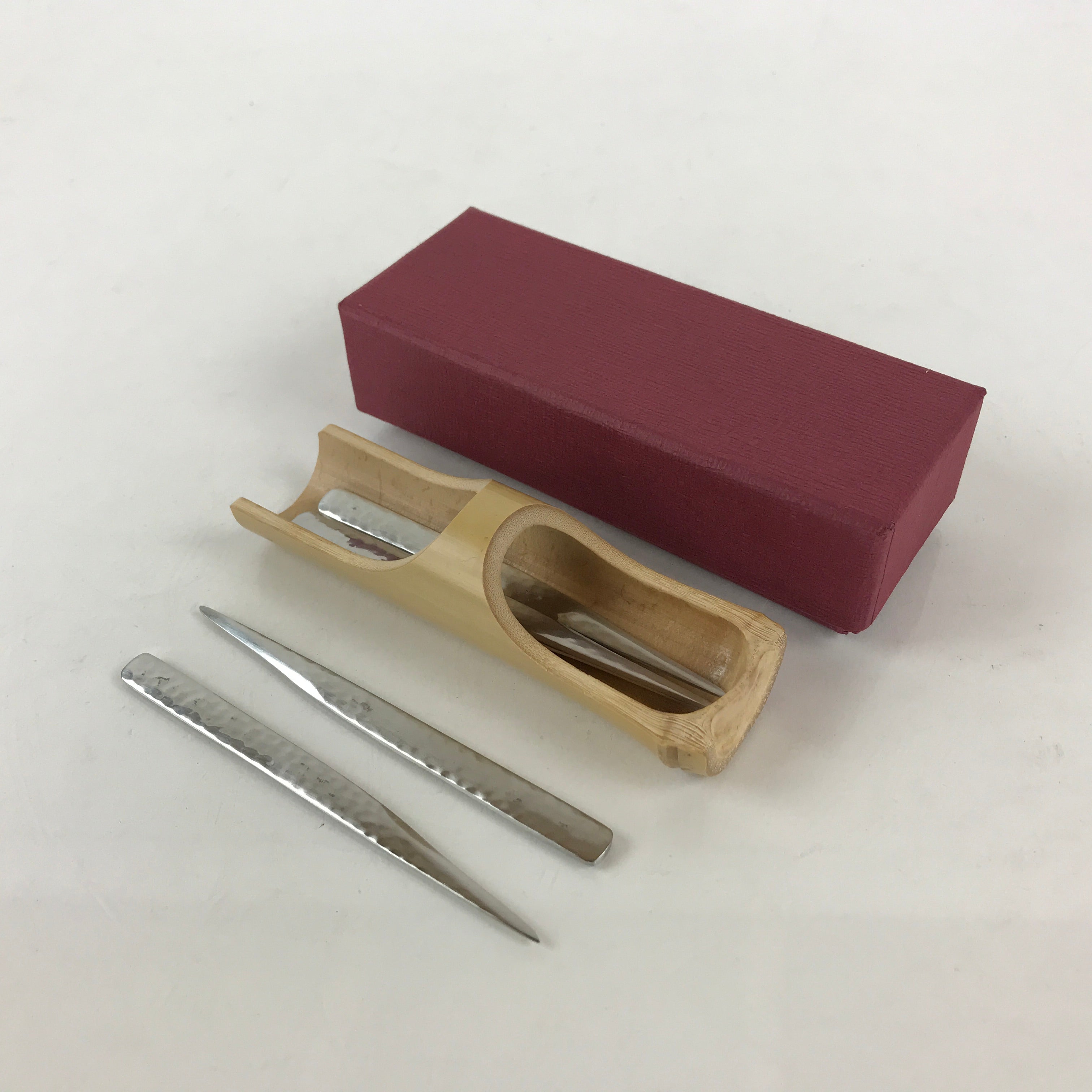 Japanese Tea Ceremony Toothpick For Sweet Tachikichi Silver Vtg Bamboo Holder PX667