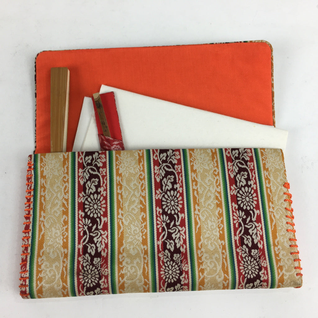 Japanese Tea Ceremony Utensil Fabric Bag Set Vtg Folding Fan Kashi-Kiri KB31