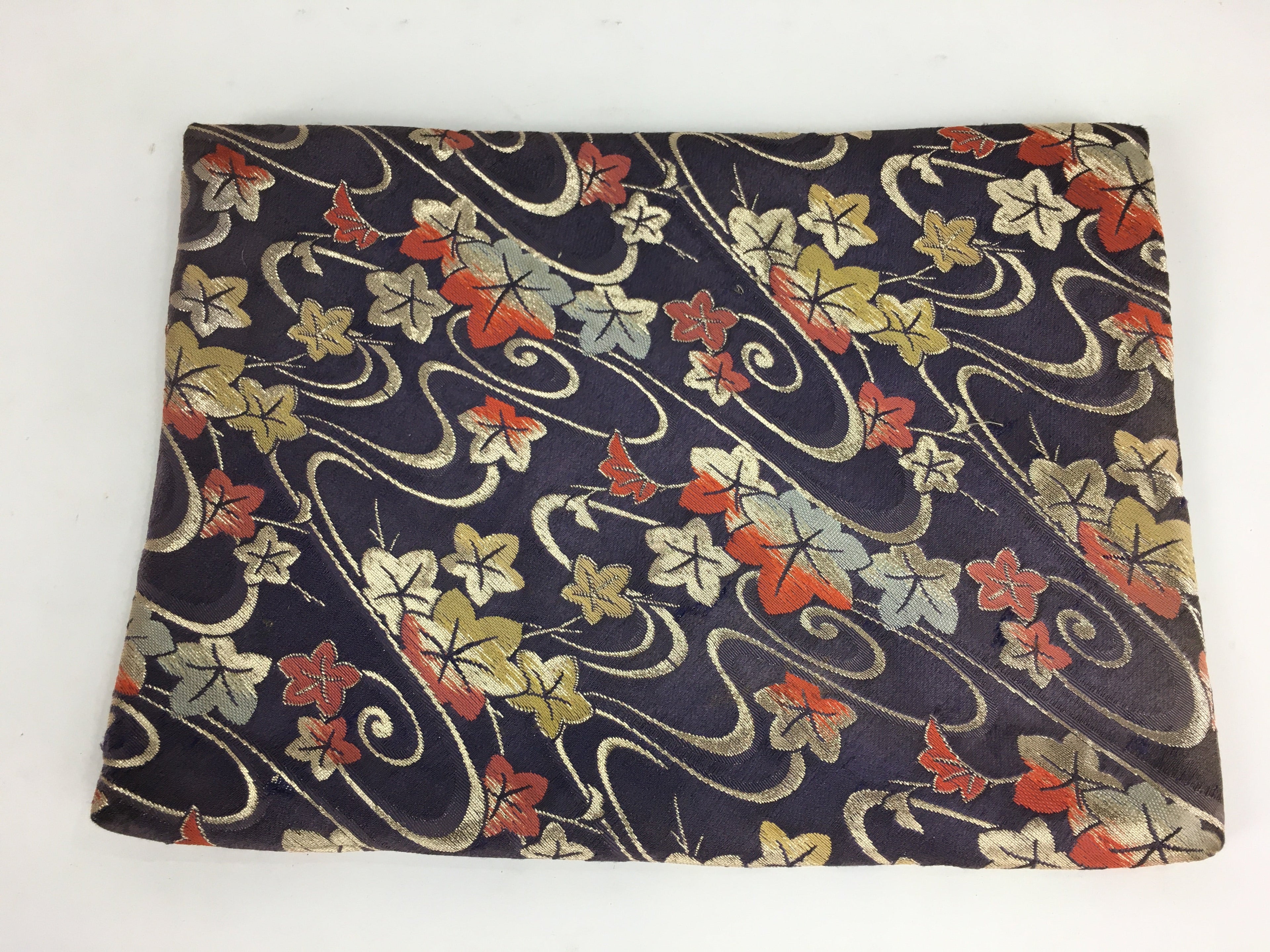 Japanese Tea Ceremony Utensil Fabric Bag Sukiyabukuro Vtg Maple Leaves KB27