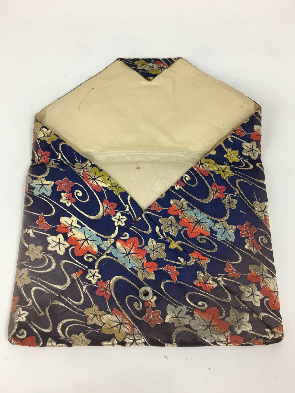 Japanese Tea Ceremony Utensil Fabric Bag Sukiyabukuro Vtg Maple Leaves KB27