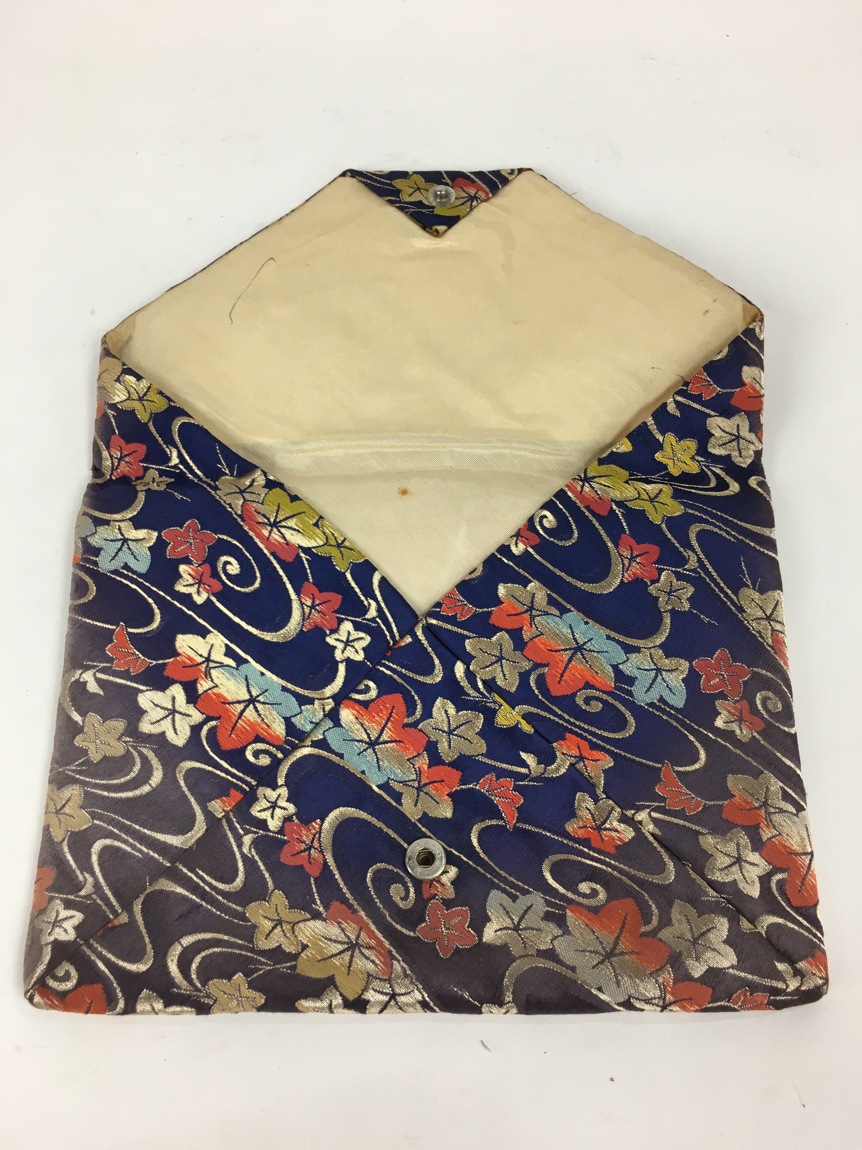 Japanese Tea Ceremony Utensil Fabric Bag Sukiyabukuro Vtg Maple Leaves KB27