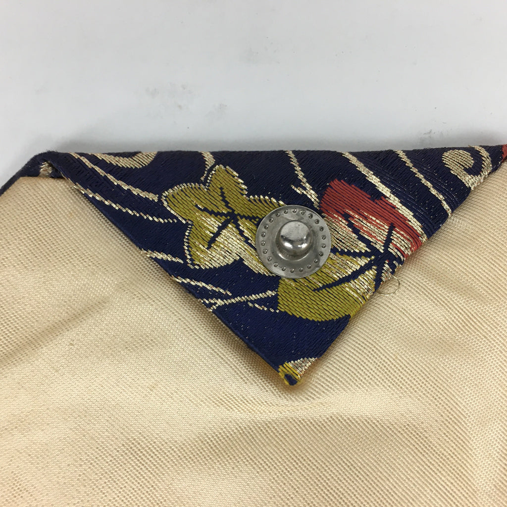 Japanese Tea Ceremony Utensil Fabric Bag Sukiyabukuro Vtg Maple Leaves KB27