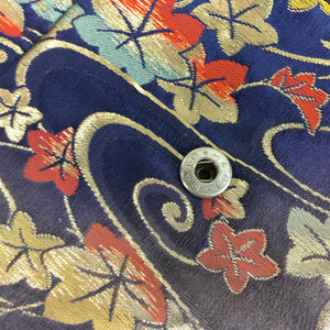 Japanese Tea Ceremony Utensil Fabric Bag Sukiyabukuro Vtg Maple Leaves KB27