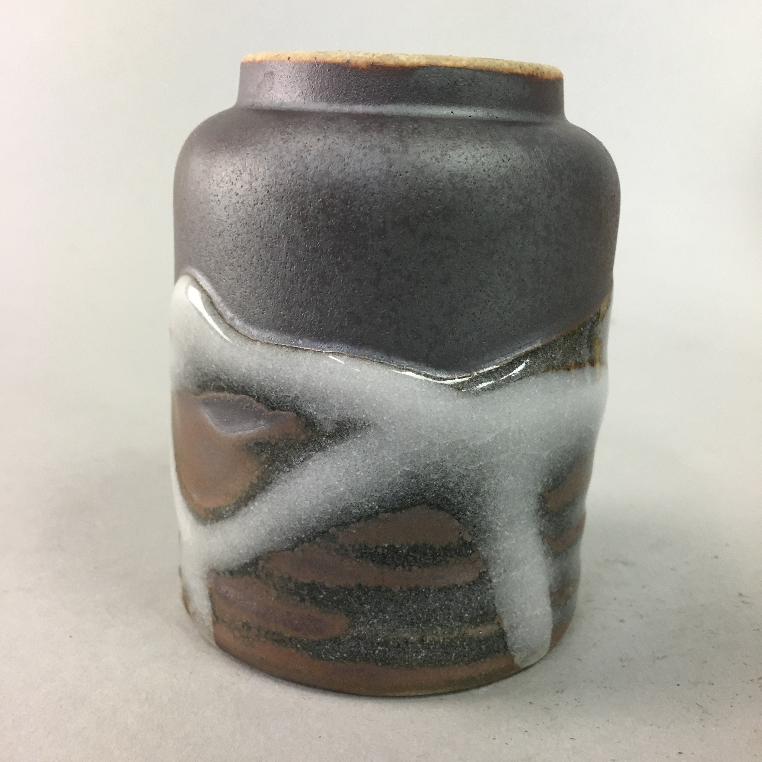Japanese Teacup Vtg Ceramic Yunomi Pottery Sencha Thick Glass Glaze TC37