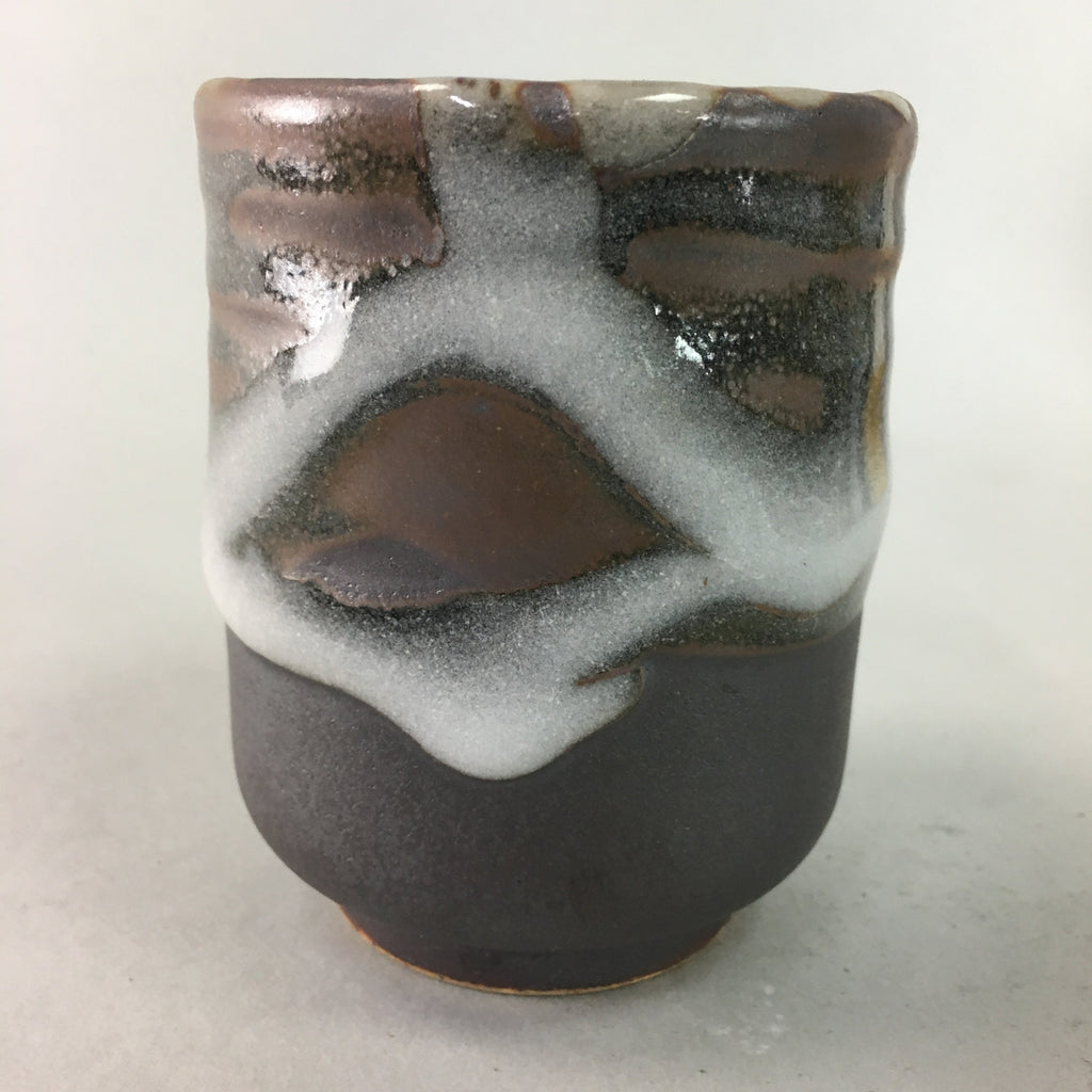 Japanese Teacup Vtg Ceramic Yunomi Pottery Sencha Thick Glass Glaze TC37
