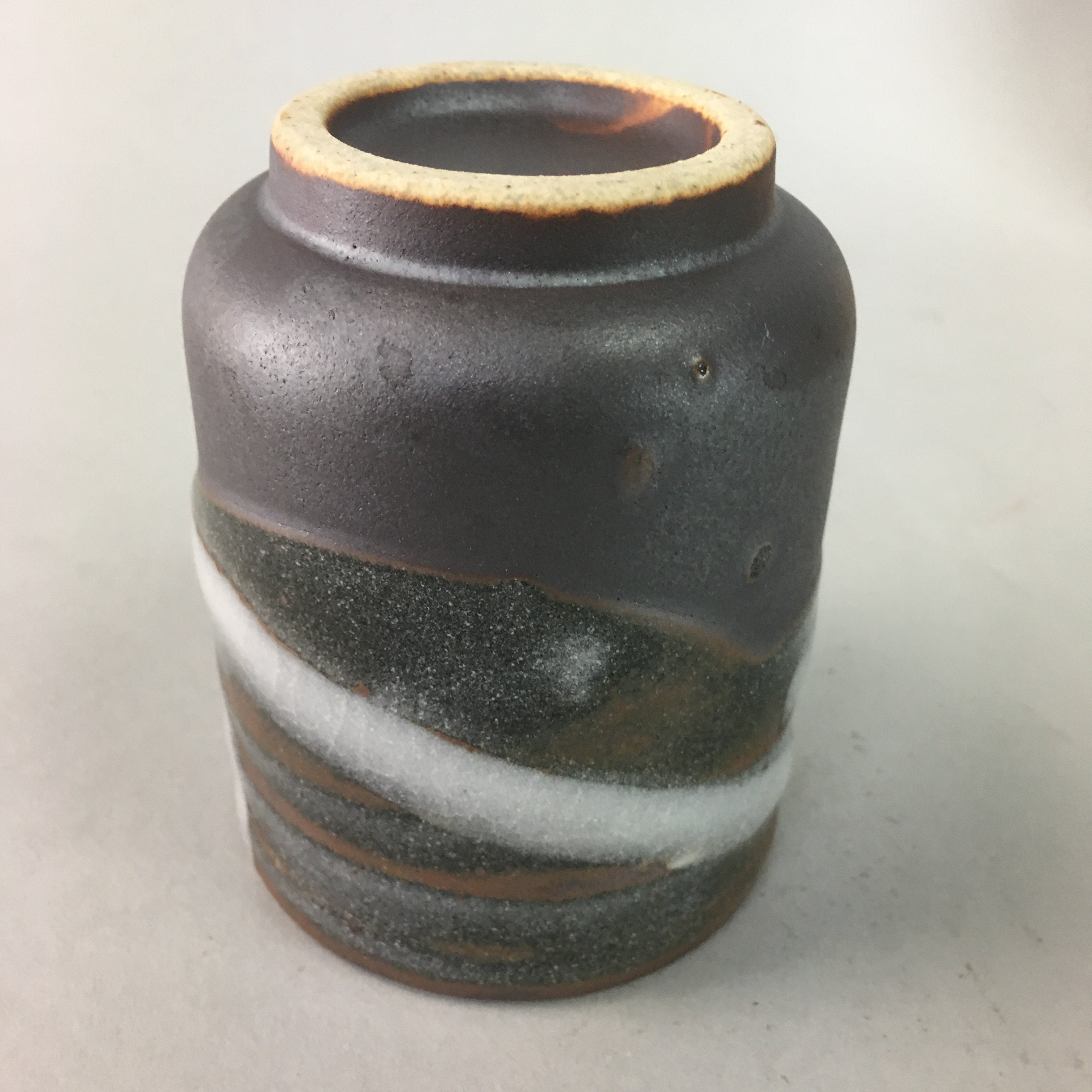 Japanese Teacup Vtg Ceramic Yunomi Pottery Sencha Thick Glass Glaze TC37