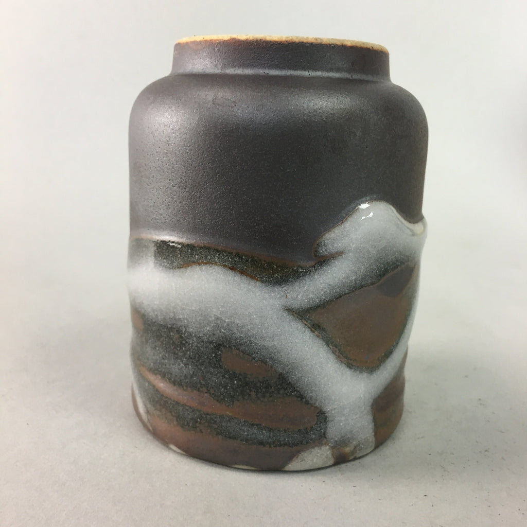 Japanese Teacup Vtg Ceramic Yunomi Pottery Sencha Thick Glass Glaze TC37