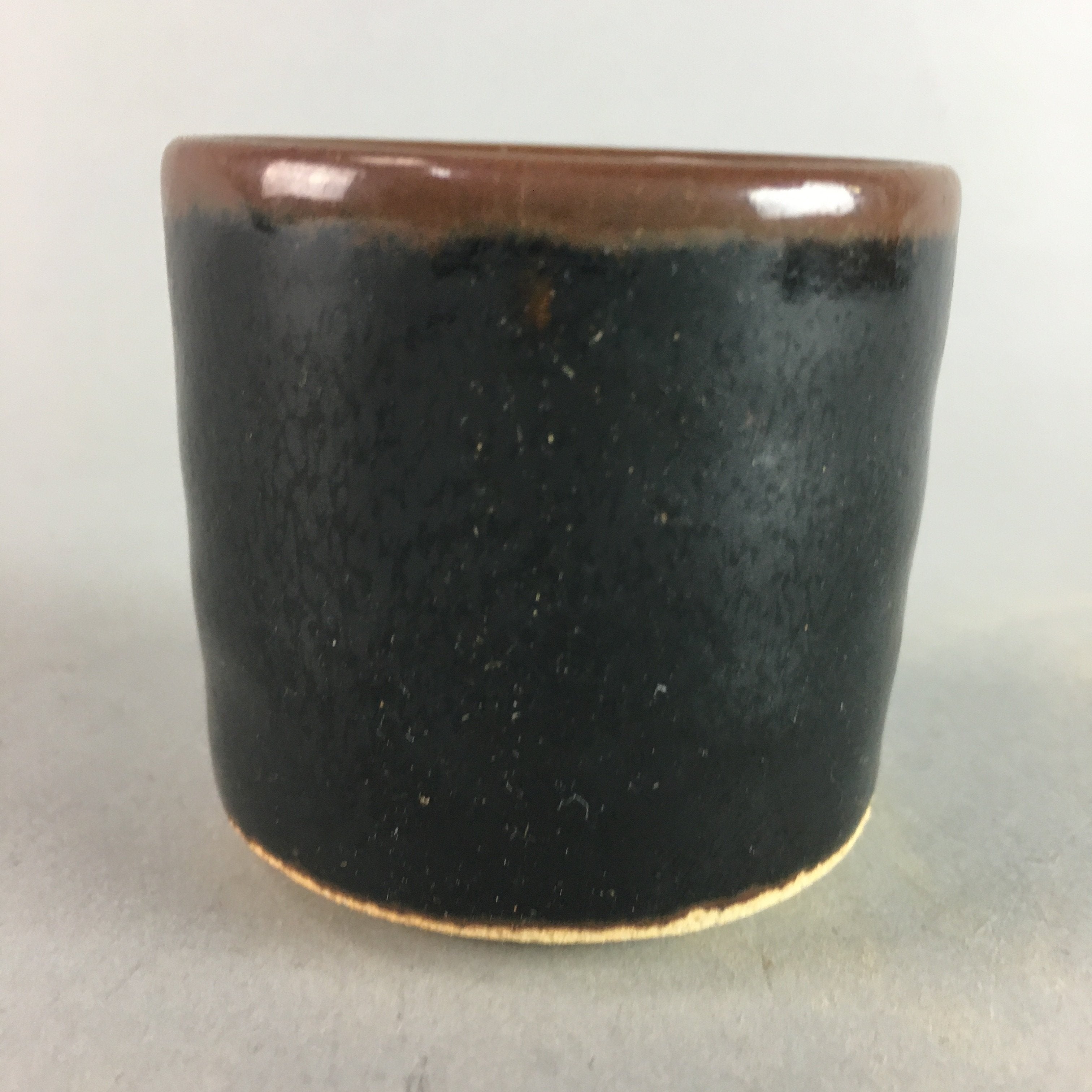 Japanese Tenmoku Sake Cup Ceramic Guinomi Sakazuki Vtg Signed Pottery GU507
