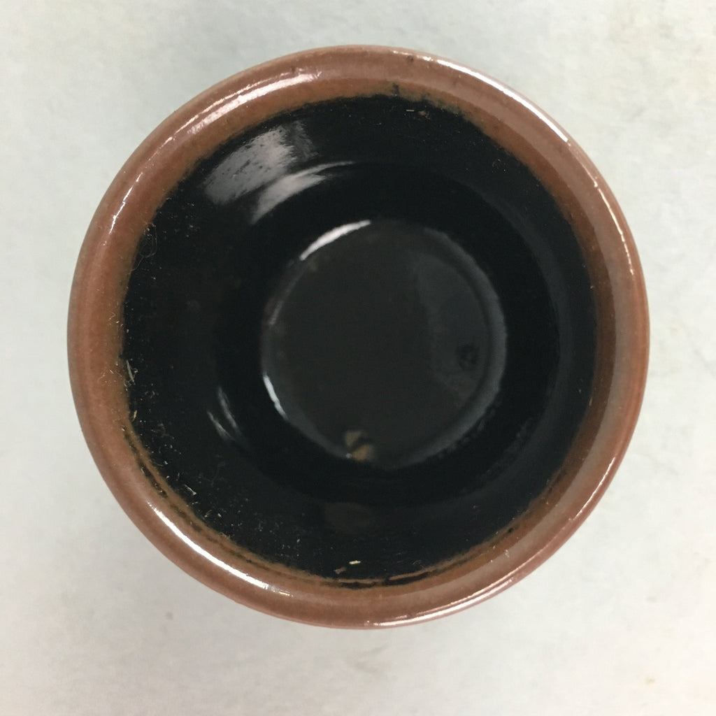 Japanese Tenmoku Sake Cup Ceramic Guinomi Sakazuki Vtg Signed Pottery GU507