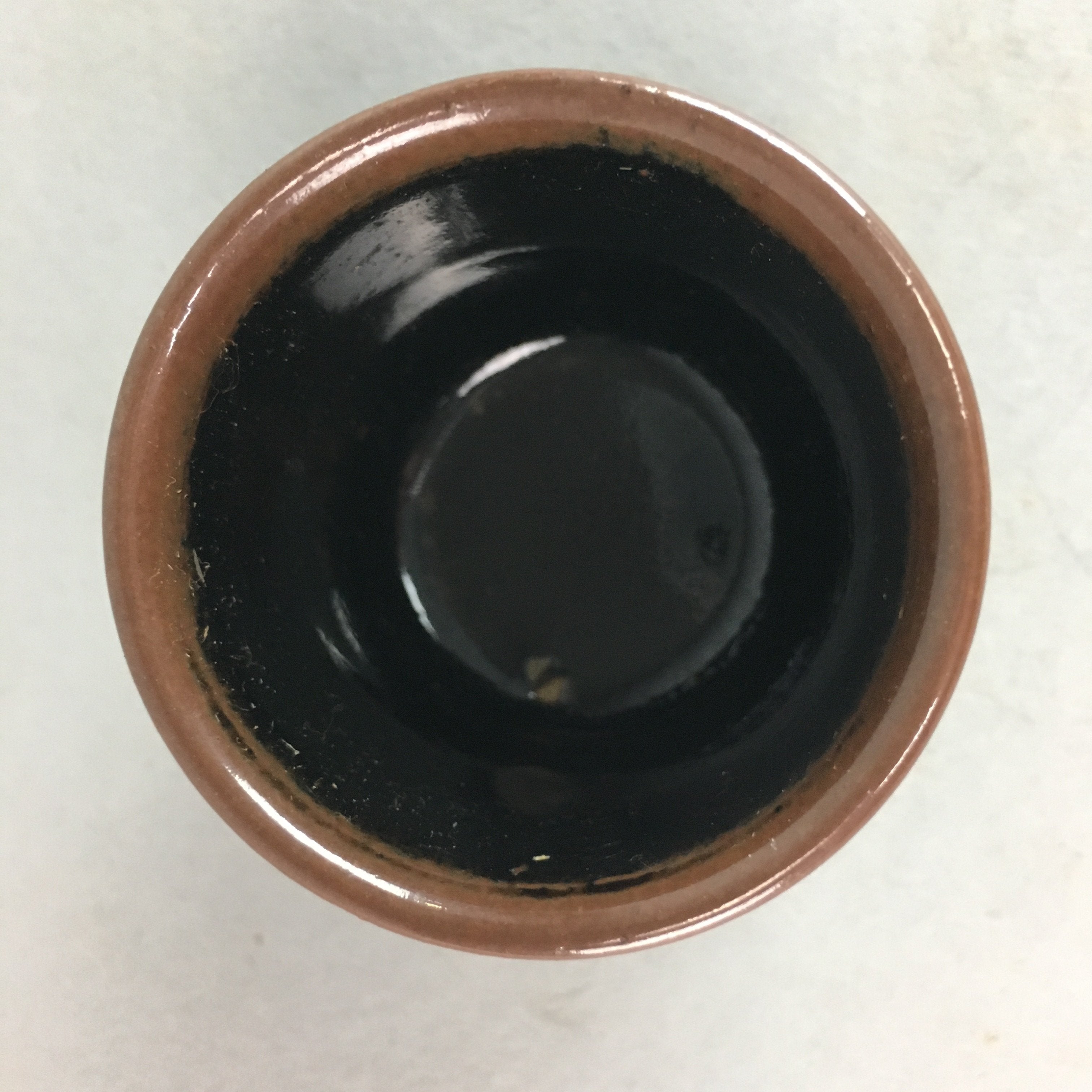 Japanese Tenmoku Sake Cup Ceramic Guinomi Sakazuki Vtg Signed Pottery GU507