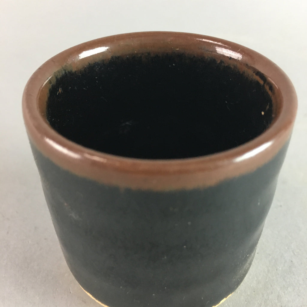 Japanese Tenmoku Sake Cup Ceramic Guinomi Sakazuki Vtg Signed Pottery GU507