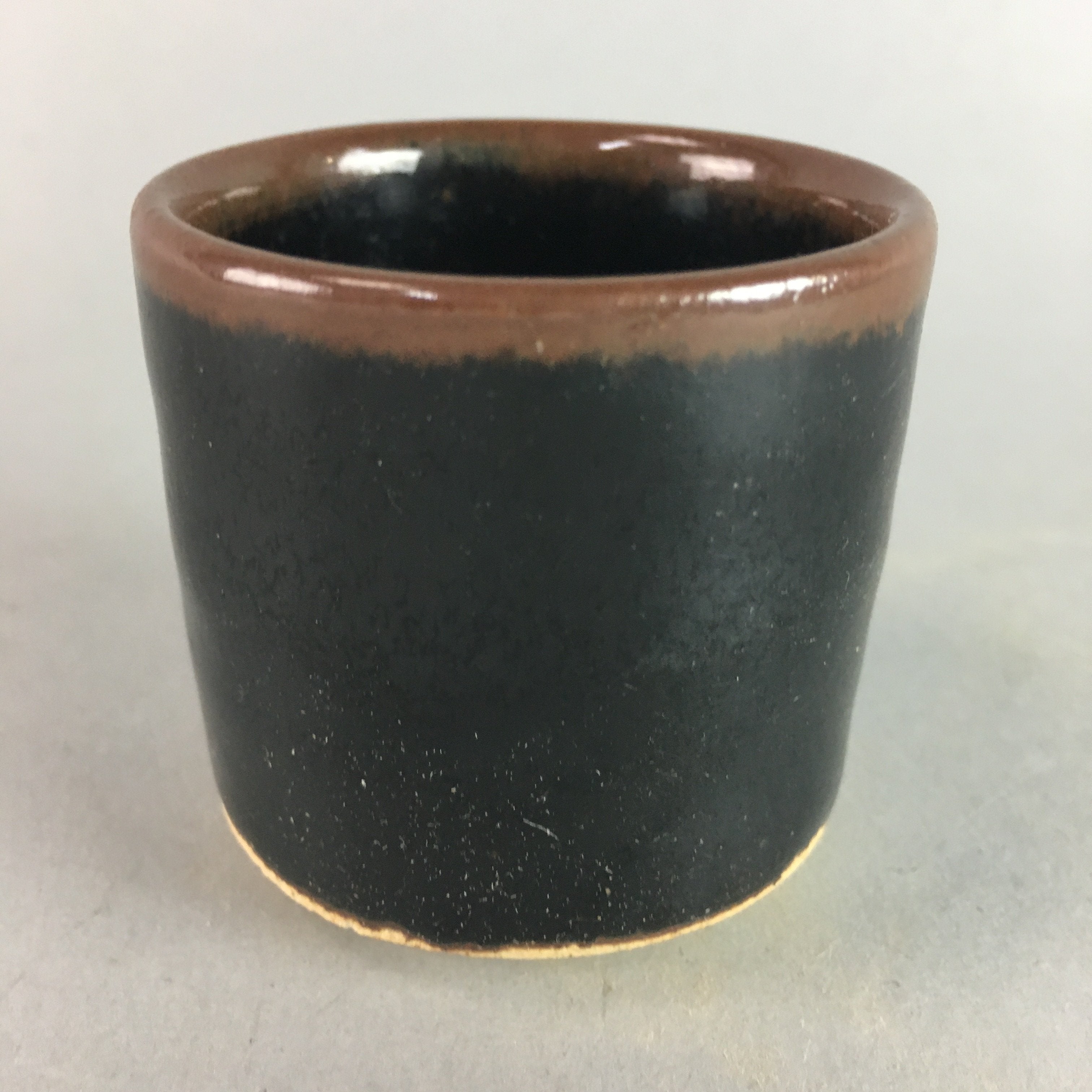 Japanese Tenmoku Sake Cup Ceramic Guinomi Sakazuki Vtg Signed Pottery GU507