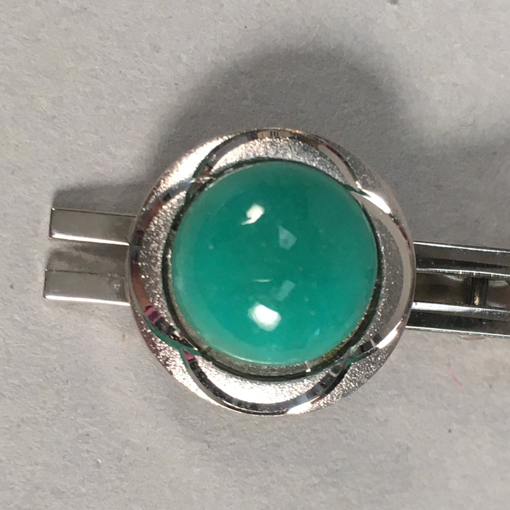 Japanese Tiepin Tie Clip Tack Vtg Clothing Accessory Necktie Cloisonné Green JK9