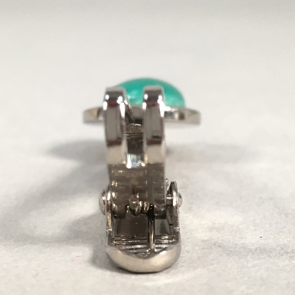 Japanese Tiepin Tie Clip Tack Vtg Clothing Accessory Necktie Cloisonné Green JK9