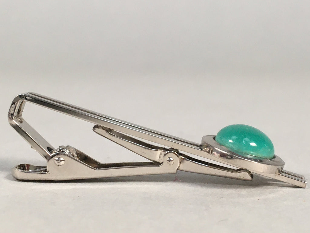 Japanese Tiepin Tie Clip Tack Vtg Clothing Accessory Necktie Cloisonné Green JK9