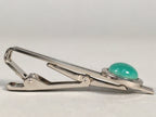 Japanese Tiepin Tie Clip Tack Vtg Clothing Accessory Necktie Cloisonné Green JK9