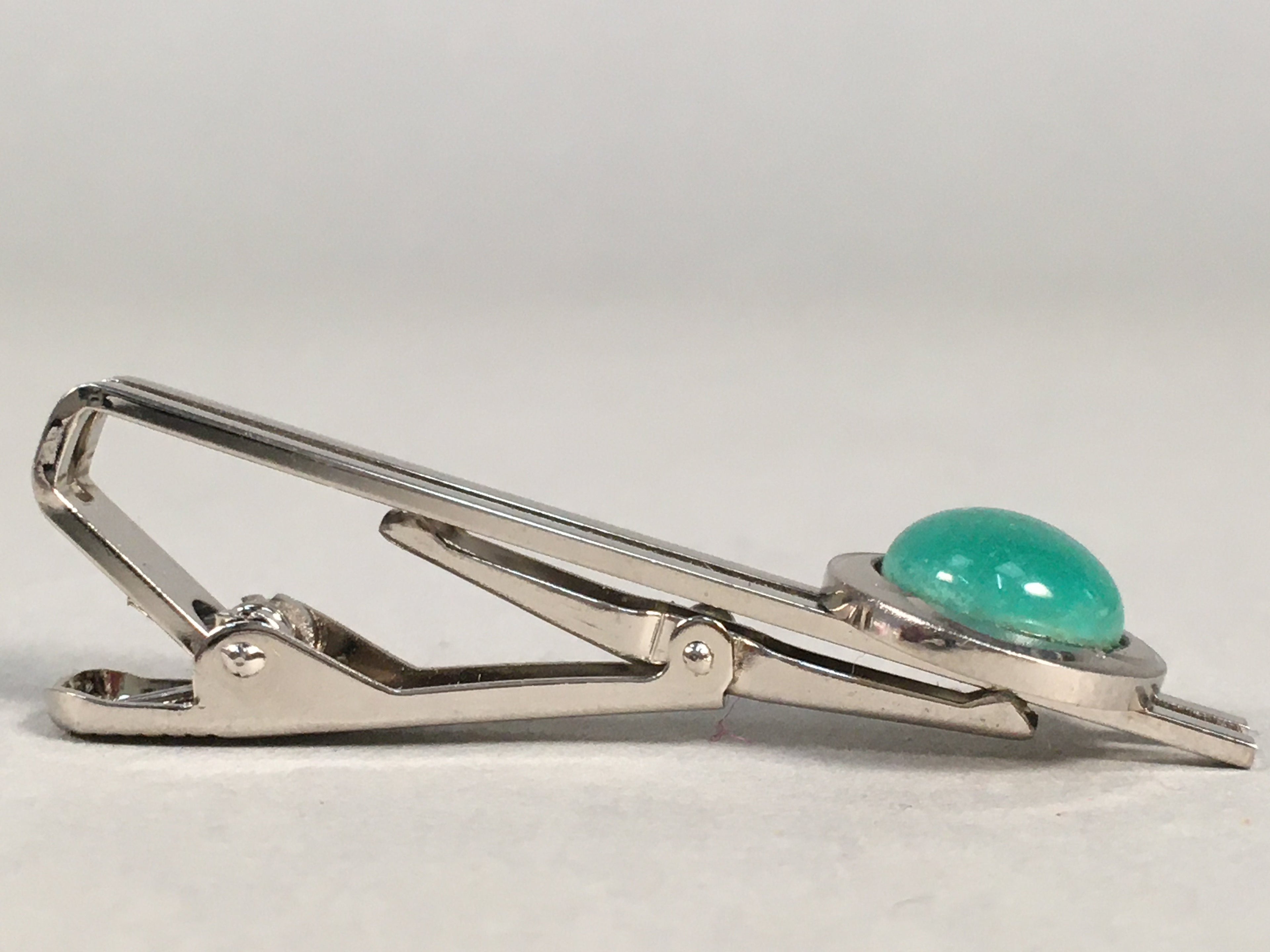 Japanese Tiepin Tie Clip Tack Vtg Clothing Accessory Necktie Cloisonné Green JK9