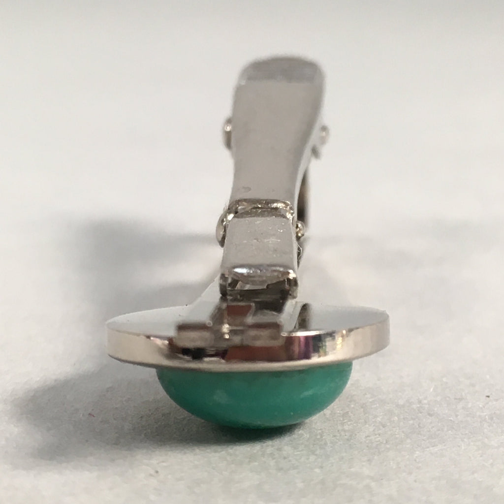Japanese Tiepin Tie Clip Tack Vtg Clothing Accessory Necktie Cloisonné Green JK9
