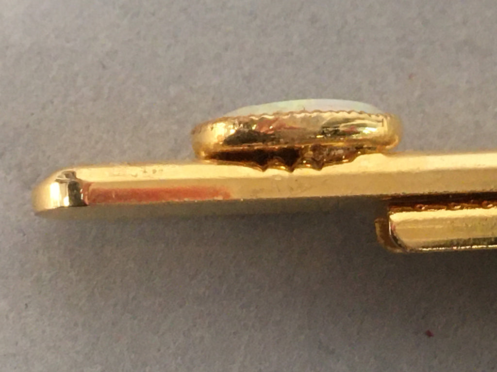 Japanese Tiepin Tie Clip Tack Vtg Gold Glass Clothing Accessory Necktie JK38