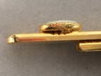 Japanese Tiepin Tie Clip Tack Vtg Gold Glass Clothing Accessory Necktie JK38
