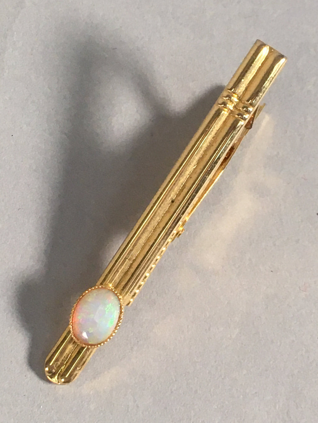 Japanese Tiepin Tie Clip Tack Vtg Gold Glass Clothing Accessory Necktie JK38