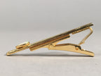 Japanese Tiepin Tie Clip Tack Vtg Gold Glass Clothing Accessory Necktie JK38