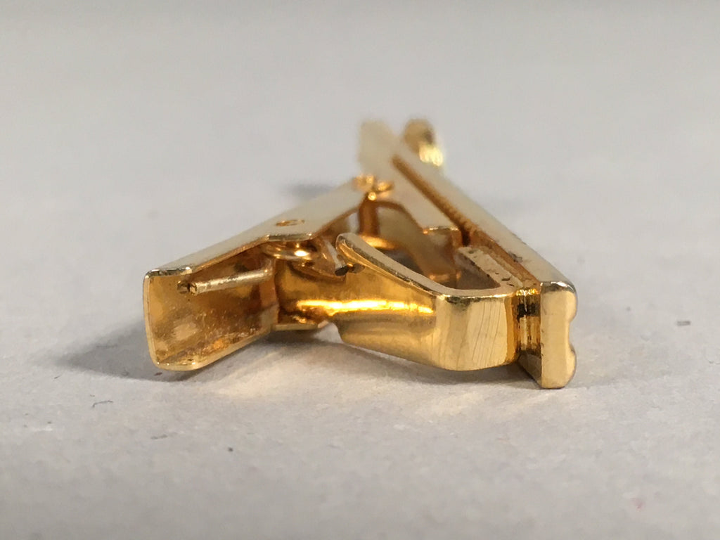 Japanese Tiepin Tie Clip Tack Vtg Gold Glass Clothing Accessory Necktie JK38