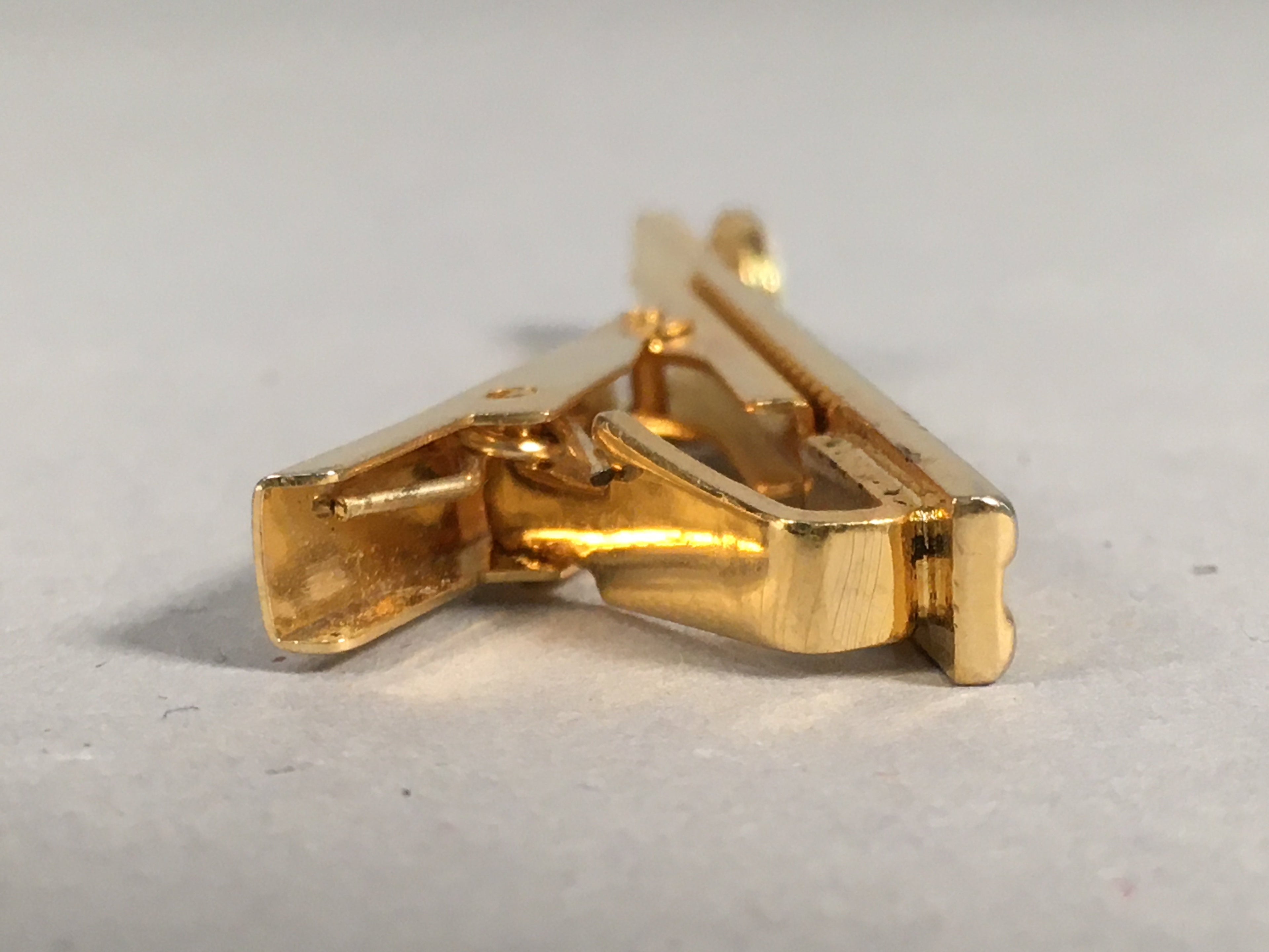 Japanese Tiepin Tie Clip Tack Vtg Gold Glass Clothing Accessory Necktie JK38
