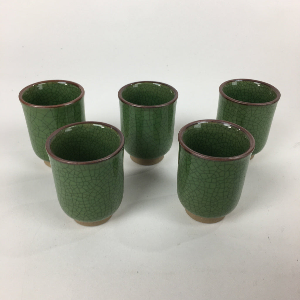 Japanese Tin Ceramic Sake Cup 10pc set Vtg Nanshaku Sakazuki Guinomi PX595