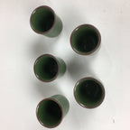 Japanese Tin Ceramic Sake Cup 10pc set Vtg Nanshaku Sakazuki Guinomi PX595