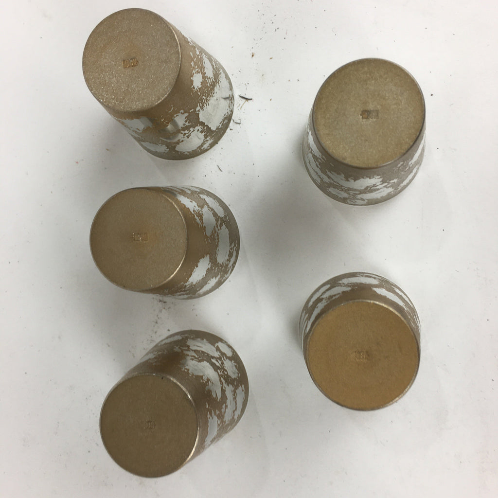 Japanese Tin Ceramic Sake Cup 10pc set Vtg Nanshaku Sakazuki Guinomi PX595