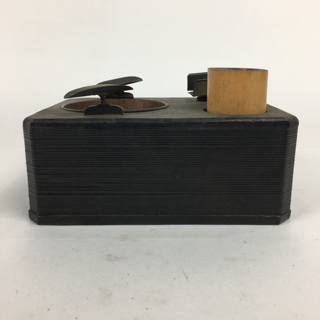 Japanese Tobacco Bon Vtg Wood Smoking Chest Box Tea Ceremony Black UR587
