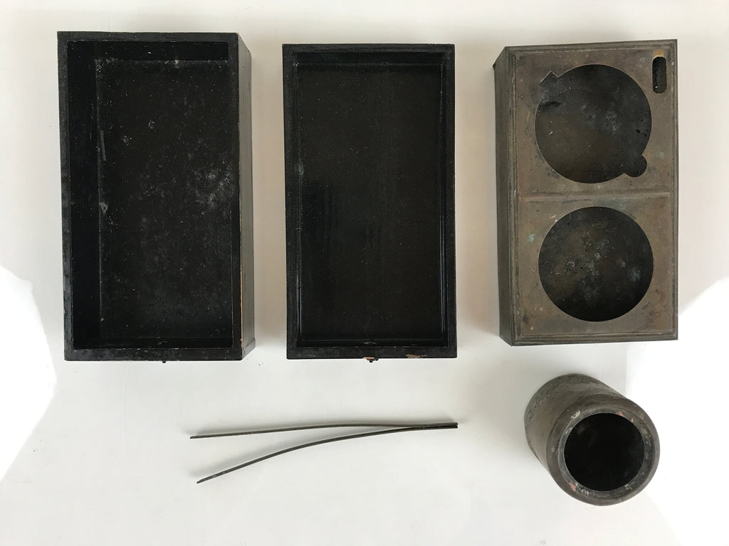 Japanese Tobacco Bon Vtg Wood Smoking Tray Box Tea Ceremony Black UR828