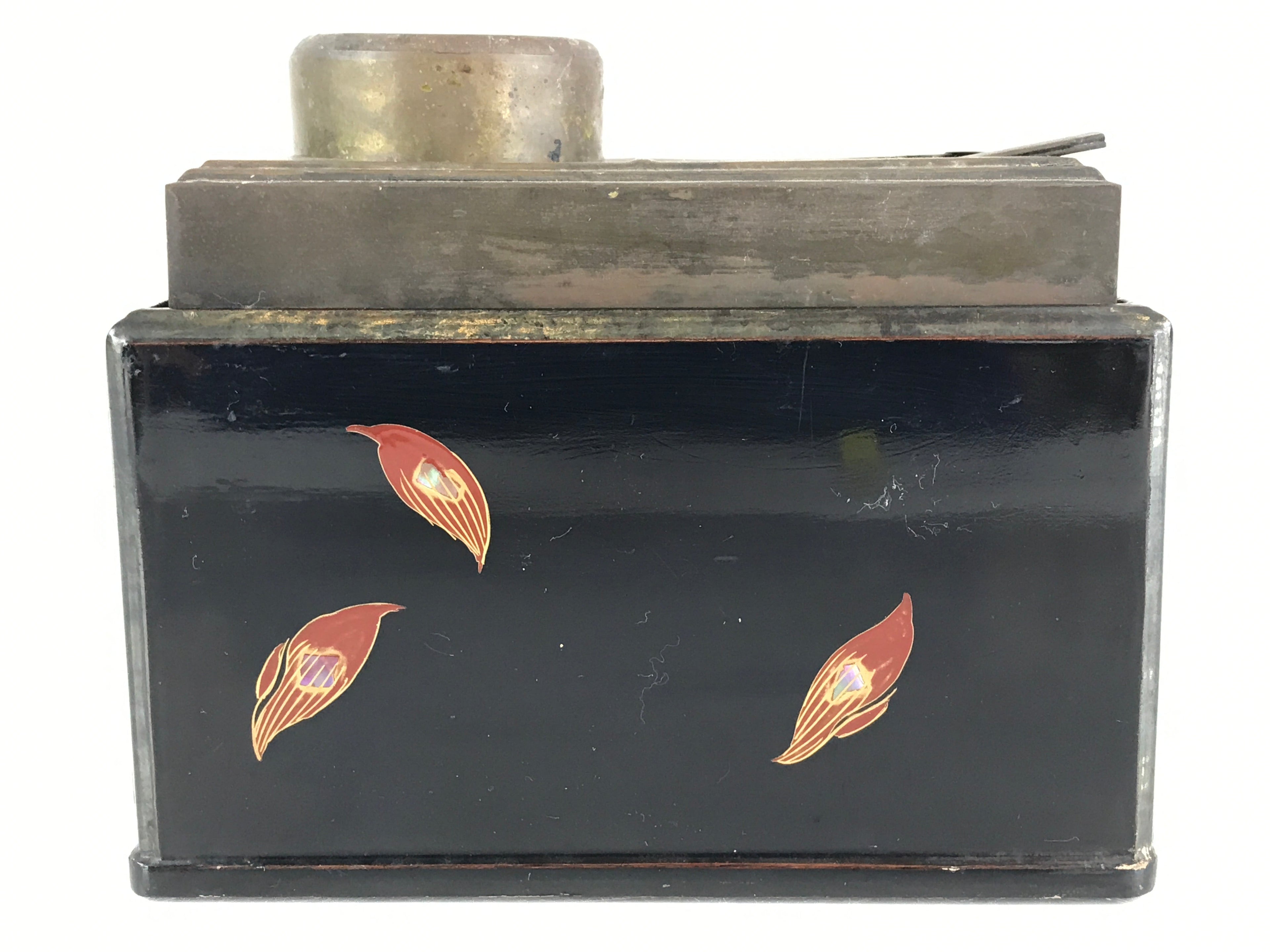 Japanese Tobacco Bon Vtg Wood Smoking Tray Box Tea Ceremony Black UR828
