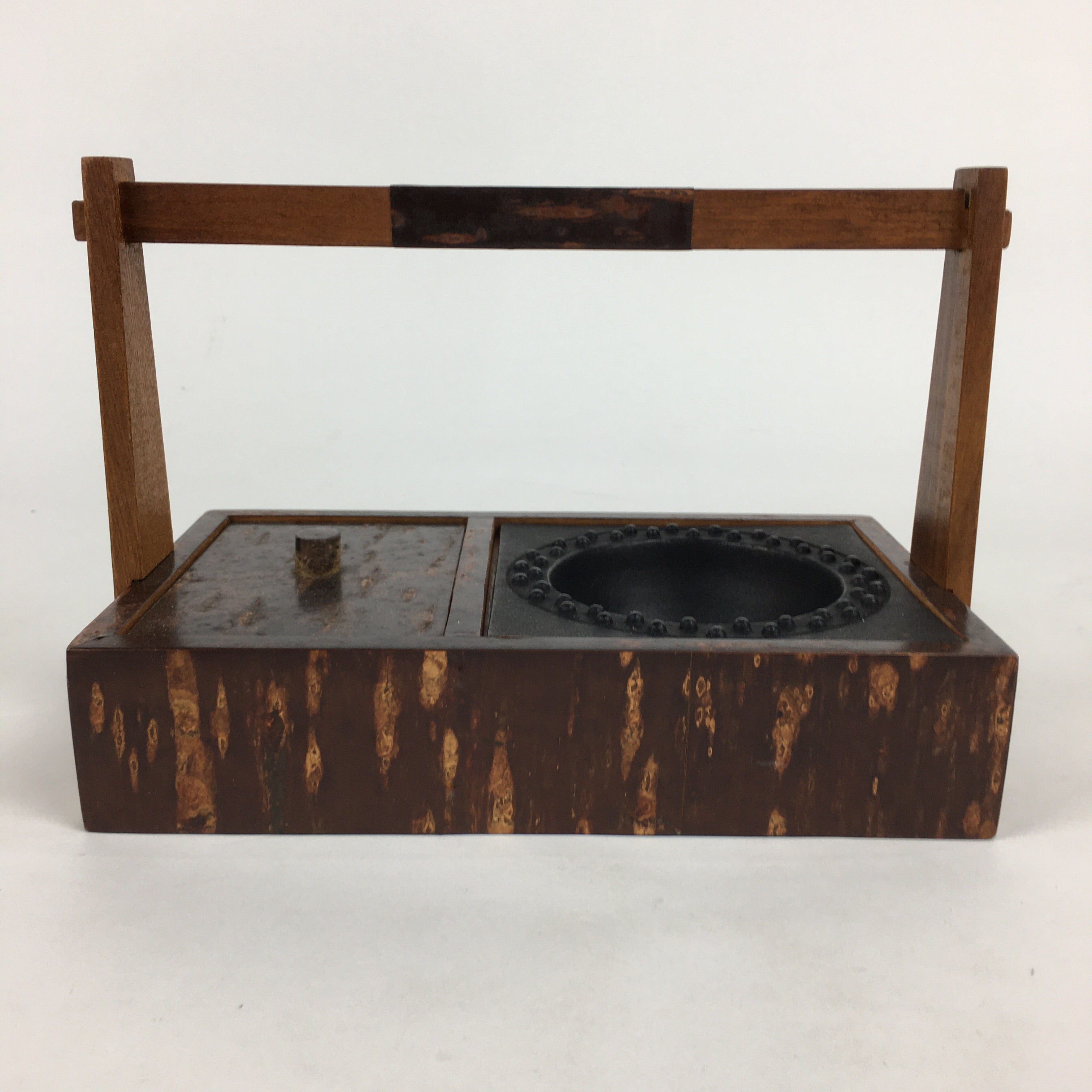 Japanese Tobacco Bon Vtg Wood Smoking Tray Box Tea Ceremony Brown UR672