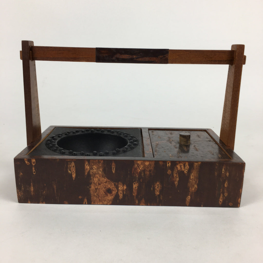 Japanese Tobacco Bon Vtg Wood Smoking Tray Box Tea Ceremony Brown UR672