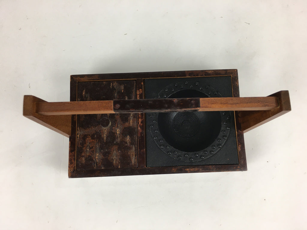 Japanese Tobacco Bon Vtg Wood Smoking Tray Box Tea Ceremony Brown UR672
