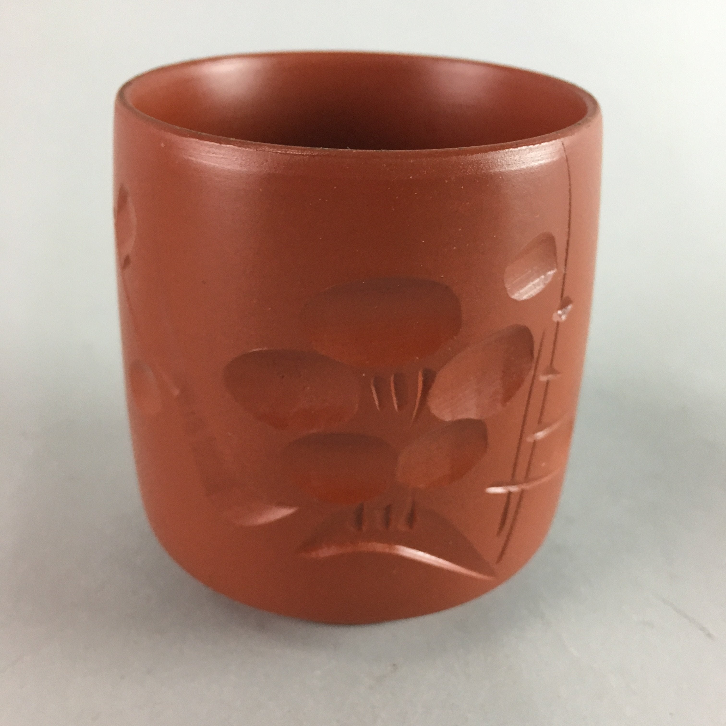 Japanese Tokoname ware Ceramic Teacup Vtg Pottery Yunomi Red Brown PT556