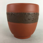 Japanese Tokoname ware Teacup Vtg Pottery Ceramic Yunomi Brown Sencha PT678