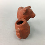 Japanese Toothpick Holder Tokuname Ware Zodiac Cow Vtg Pottery Red Clay BD396